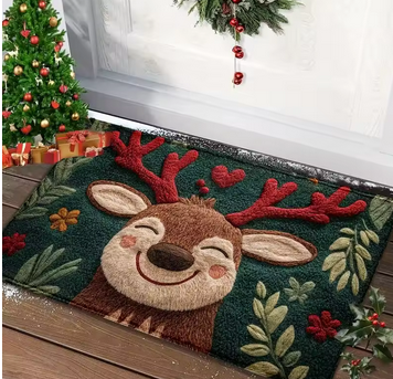 🎅✨ Tapete de Porta Natalino – Papai Noel e Homem de Gengibre | Uso Interno e Externo