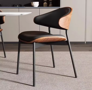 Conjunto de Cadeiras de Jantar em Couro Genuíno – Design Moderno em Nogueira Preta