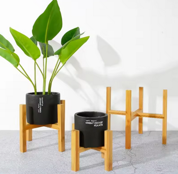 Suporte de Vaso de Madeira com 4 Pernas – Ideal para Plantas, Suculentas e Decoração