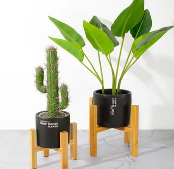 Suporte de Vaso de Madeira com 4 Pernas – Ideal para Plantas, Suculentas e Decoração