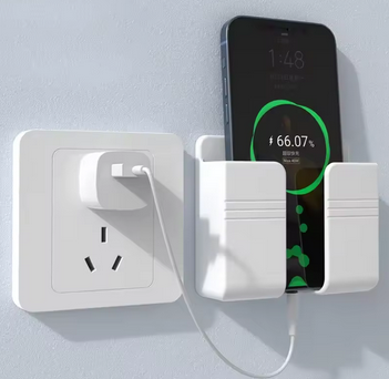 Suporte de Parede para Celular – Branco, Sem Perfuração, com Porta Controle Remoto