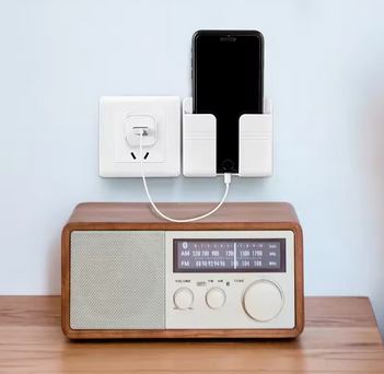 Suporte de Parede para Celular – Branco, Sem Perfuração, com Porta Controle Remoto