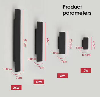 Luminária de Parede LED 18W – À Prova d’Água, Alumínio Preto para Áreas Externas