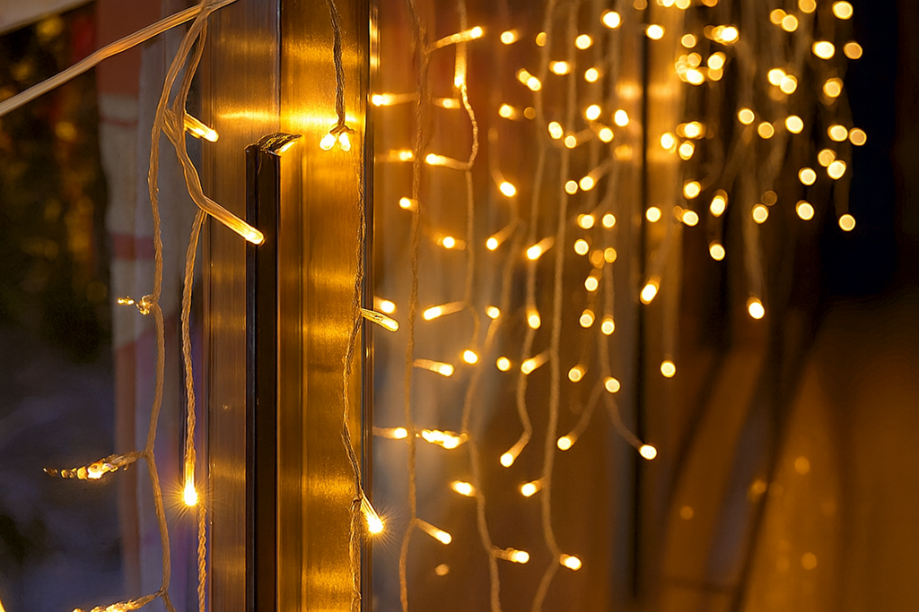 Cortina LED Cachoeira 3m 105LED – Natal, Jardim e Eventos Externos